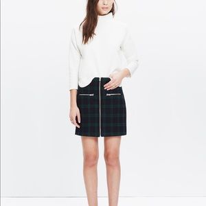 Madewell Zip Skirt in Dark Plaid